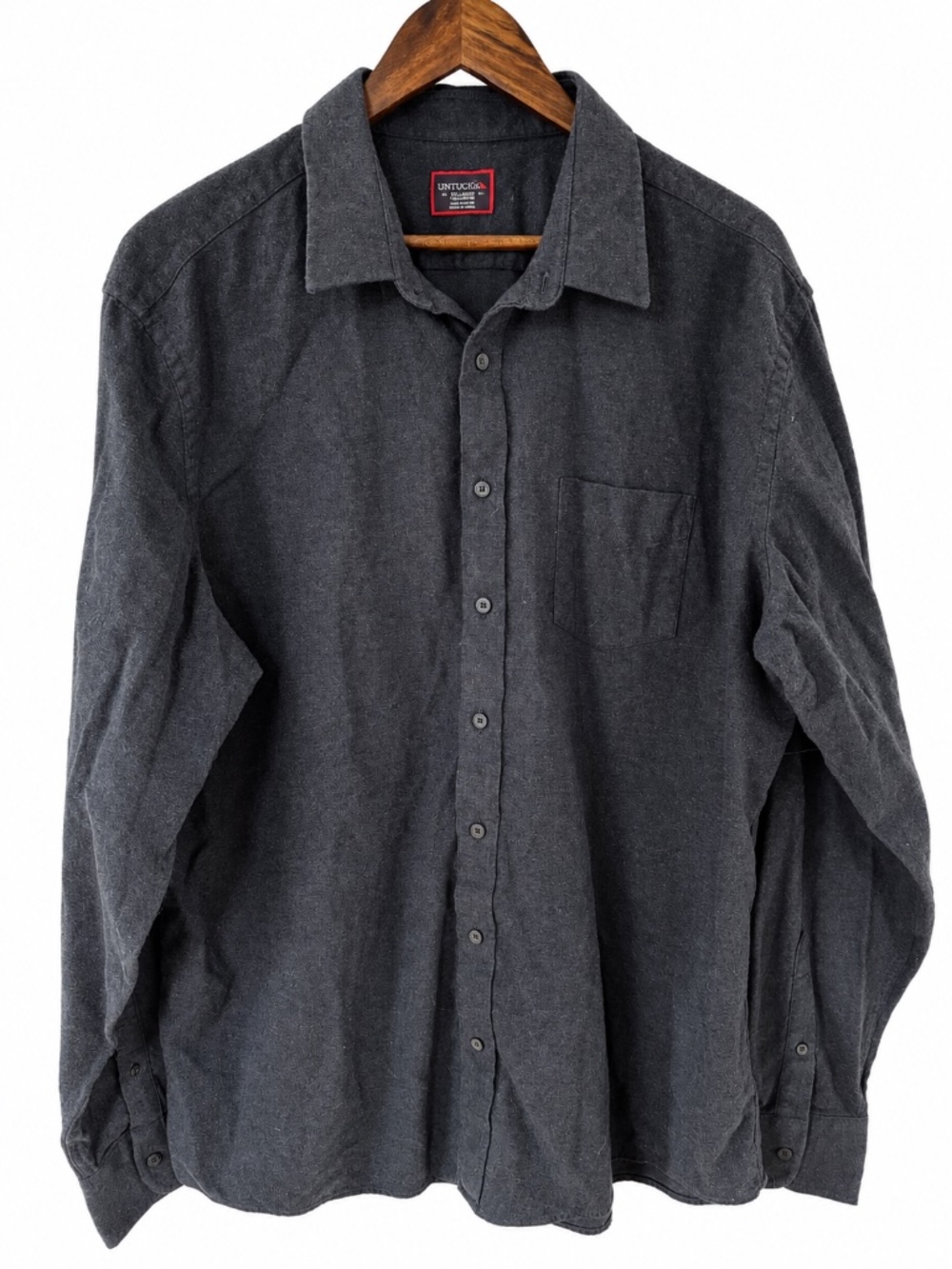 UNTUCKit Charcoal Gray Cotton Flannel Button Down Shirt XXL Tall